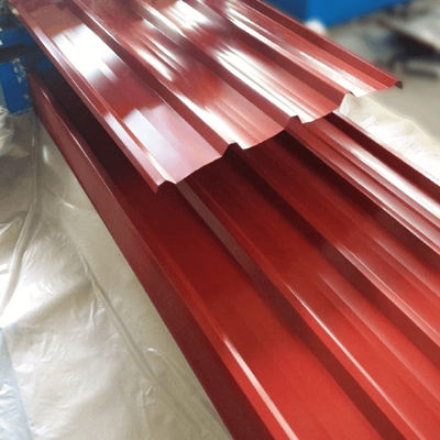 แผ่นหลังคาเคลือบสีลูกฟูก 8-35 ไมครอนแผ่นสีแดง ASTM