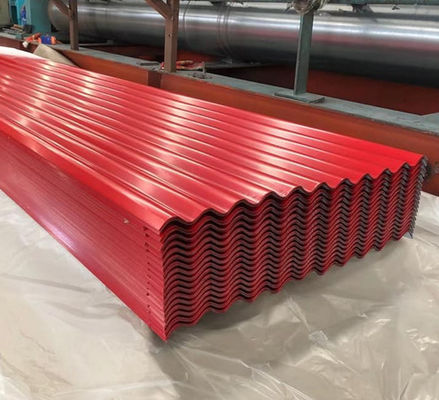 แผ่นหลังคาโลหะสีแดง SGCC BSI ISO 14001 แผ่นเหล็กเคลือบสี